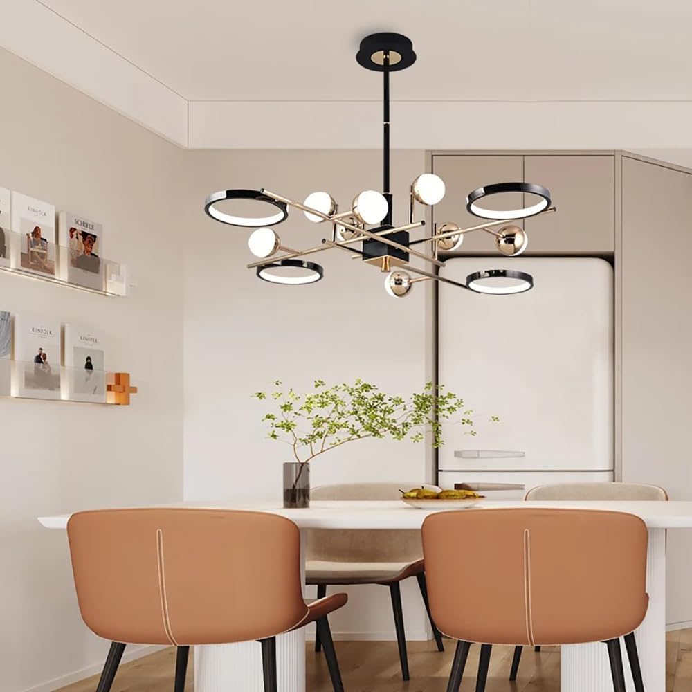 12-Lights LED Chandelier Pendant Light Fixture,120W Hanging Light Sconce Modern Round Indoor Lighting Ajustable 3000-6000K Hanging Lamp for Living Room Dining Room Kitchen Island Pendant Lights