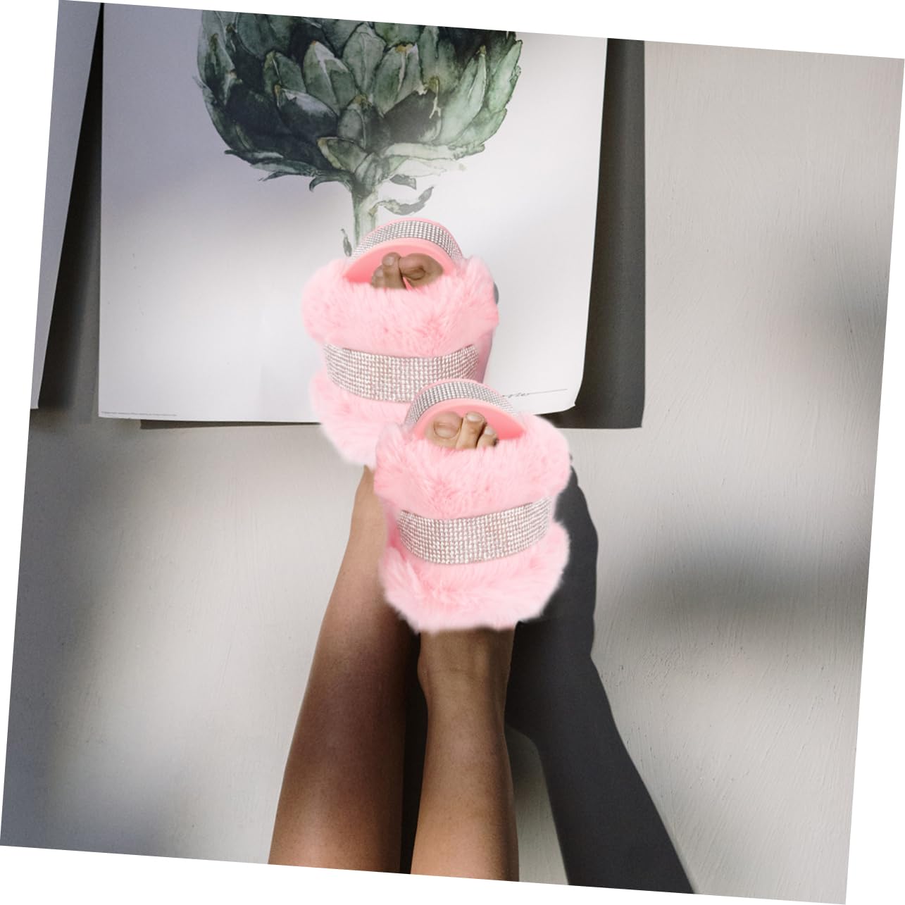 SOIMISS Pantuflas De Pelo Cálidas Zapatillas De Calzado Borroso Diapositivas Difusas Para Mujeres Zapatos Cómodos Para Los Pies Calzado Esponjoso Zapatillas Cómodas Ante Black