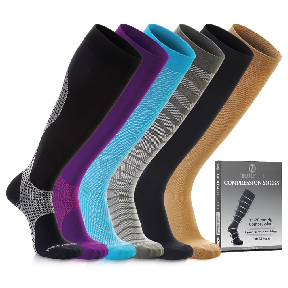 Knee High Compression Socks for Women & Men, 15-20 mmHg, Edema Relief