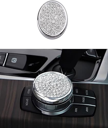 Bling Media - Funda de botón iDrive, accesorios de automóvil, calcomanías de metal para decoración interior de automóvil, piezas compatibles con BMW