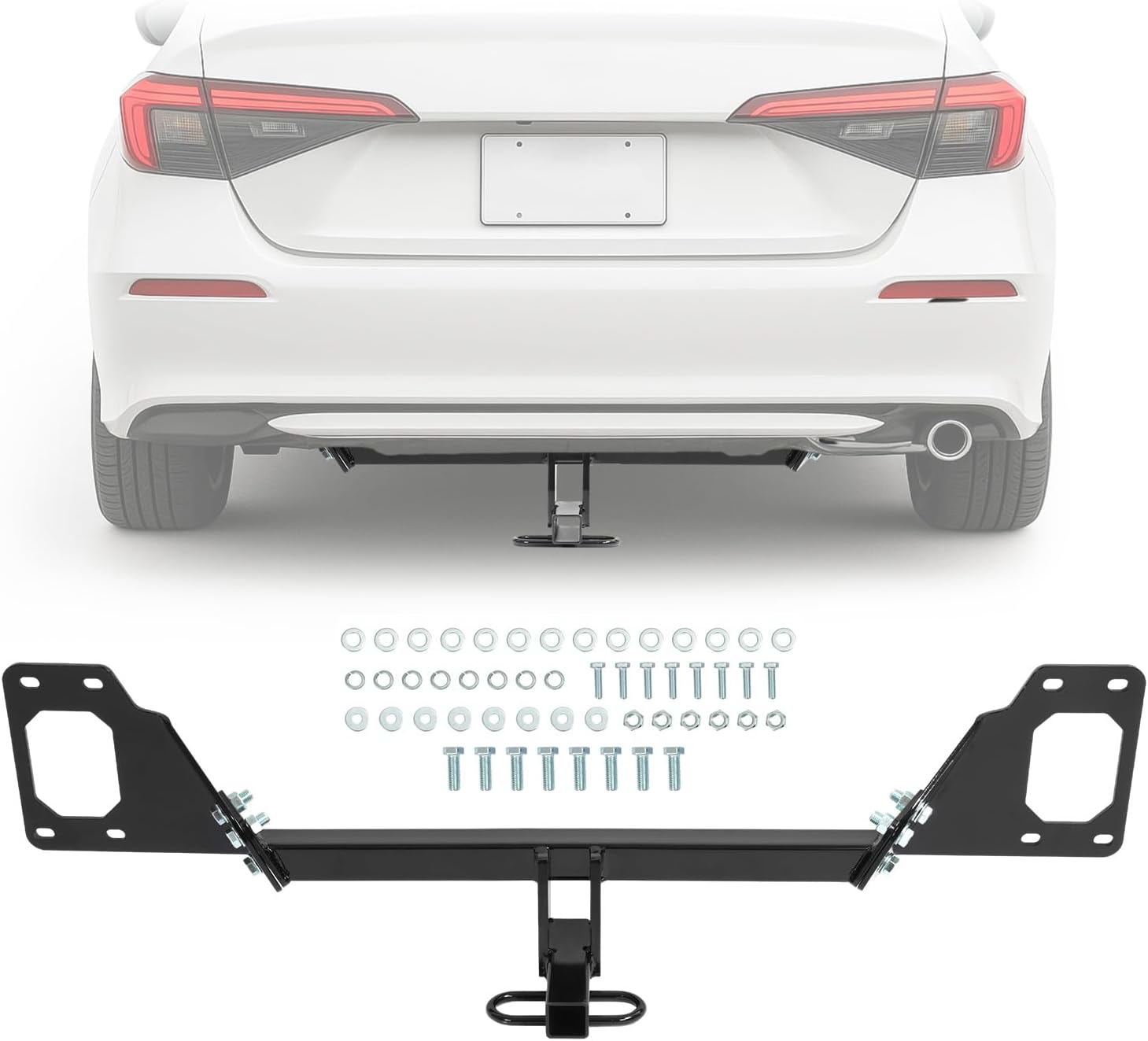 Class 1 Trailer Hitch, 1.25 Inch Receiver Compatible with 2016-2025 Honda Civic Exc Center Exhaust Trailer Hitch Receiver