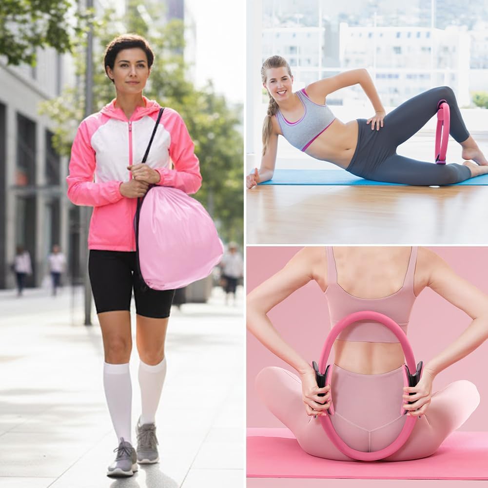 Pilates Essentials Kit for Women, 14 Pcs Home Workout Equipment with Pilates Circle Ball Ring Set Resistance Bands and Anti Slip Sock, Yoga Pilate Essentials Accessories - Image 8