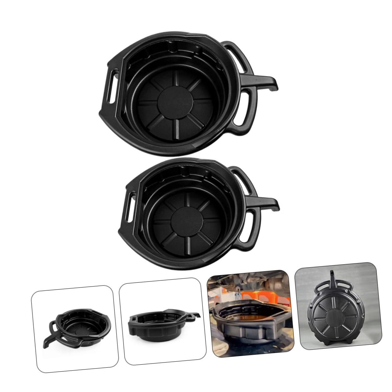 Bandeja Colectora Aceite PE, Juego 2 Piezas 10 L 15 L para Coche | Guarda Espacio, Limpieza Rápida, Pensado para Cambios y Recogida de Residuos en Taller Motor
