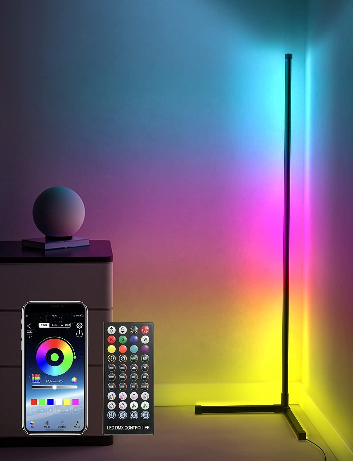 XERGY Smart Corner Lamp, RGB Color Changing Floor Lamp with Remote