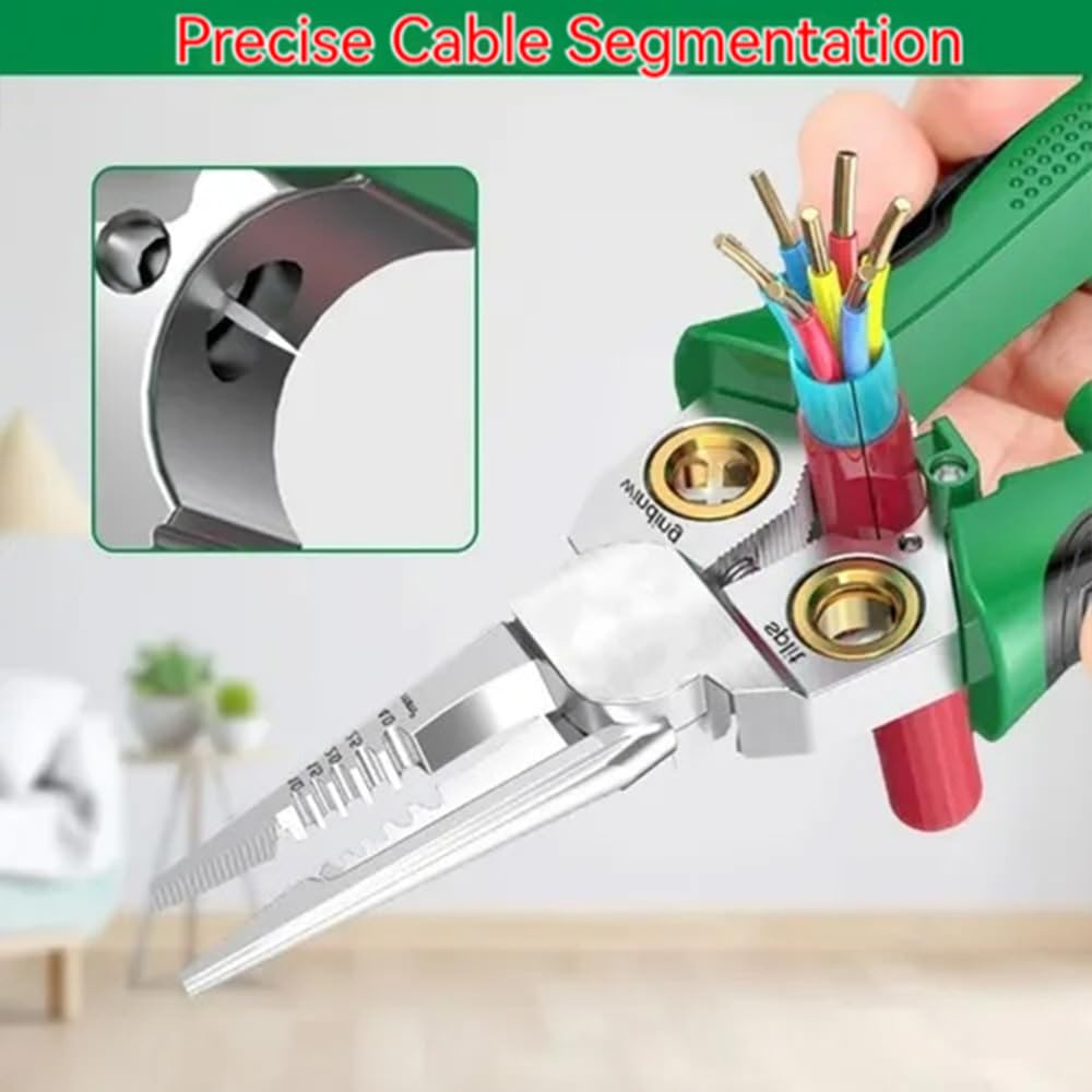 Pelacables 8 en 1 con probador de voltaje, alicates eléctricos, herramienta de pelado de cables eléctrica multifunción para cortar y tirar de alicates, herramienta de reparación de electricistas