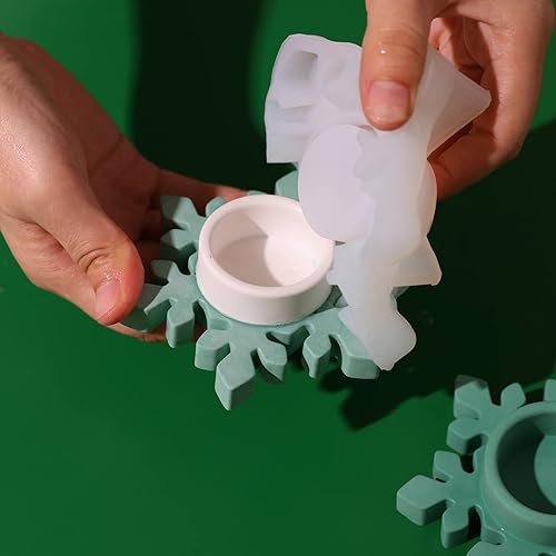 Miniatura 4 de BOOWAN NICOLE Portavelas de copo de nieve moldes de hormigón molde de silicona para decoración del hogar SH0964