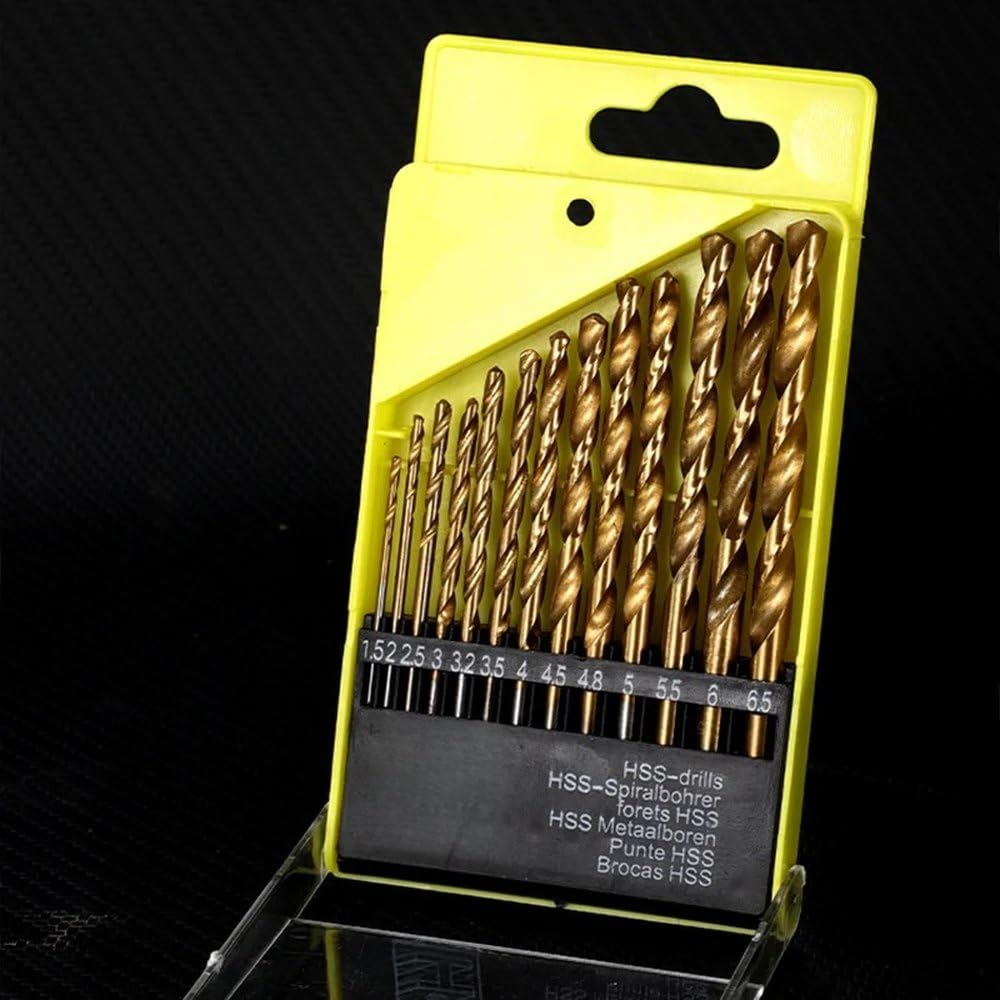 13pcs M35 cobalto Twist Drill Bit Set Round Shank Legno Trapano, Oro, 13pcs