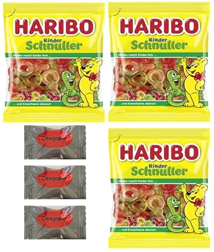 Haribo Sour And Sweet Gummy Candies Original From Germany With Omegapak Starlight Mints Bundle Of 3 Bags 175G / 6.17 Oz. Each (Kinder Schnuller) #TOP6