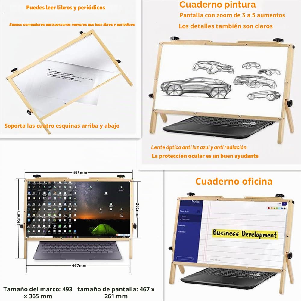 Lupa de pantalla para laptop, lupa de pantalla de escritorio, pantalla de proyección plegable de 22 pulgadas, compatible con portátiles, iPad, teléfonos móviles