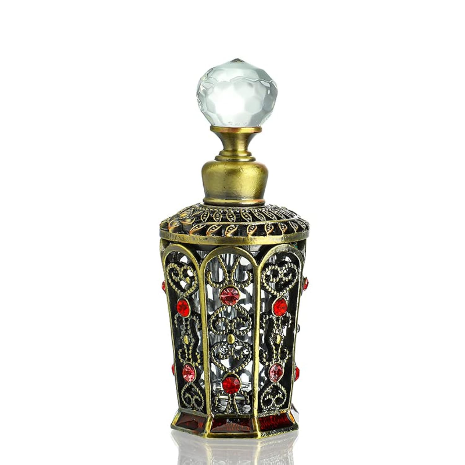 YU FENG Antique Glass Perfume Bottles Empty Vintage Jeweled Decorative Fancy Crystal Perfume Decanter Vials(10ml)