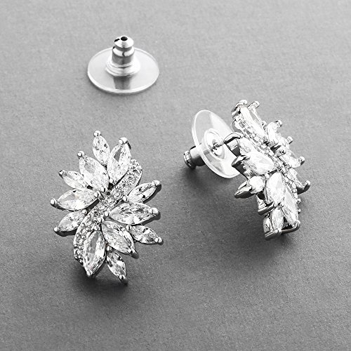 Mariell Cubic Zirconia Bridal Earrings, Silver Platinum Plating, CZ Crystal Wedding Earrings for Brides, Bridesmaids, Prom, Homecoming and Mother of the Bride3