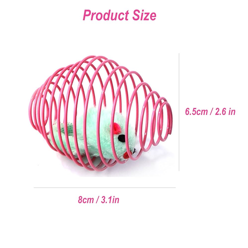 AIMICOCA 100-pack Kattvu00e5rleksaker Husdjur Breda Fu00e4rgglada Fju00e4drar Kattleksaker Plastspole Spiralfju00e4drar Fu00f6r Katt Kattunge Husdjur (slumpmu00e4ssig Fu00e4rg