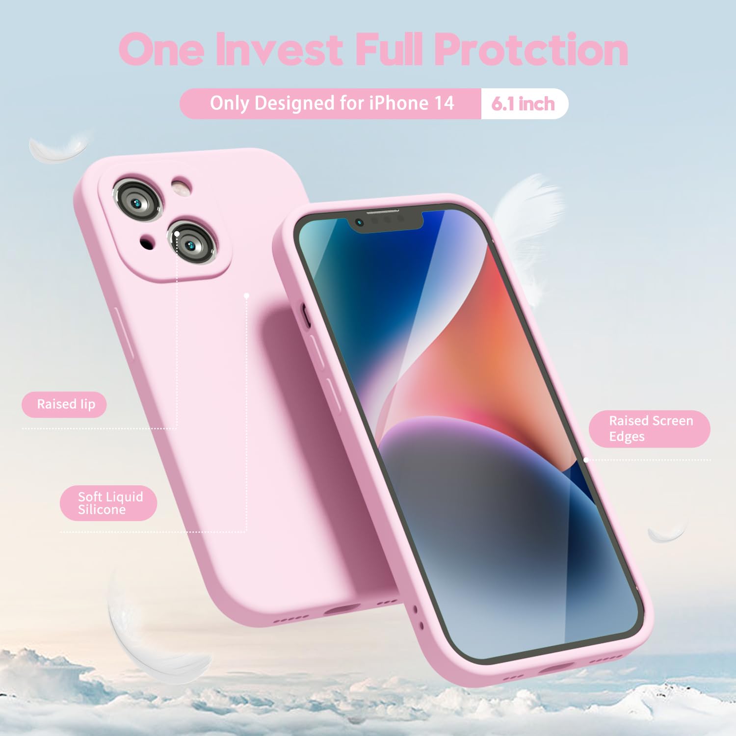 oakxco for iPhone 16 Pro Max Case Liquid Silicone, Soft Rubber Gel Elegant Aesthetic Basic Simple Cover, Cute Thin Slim TPU Matte Solid Color Plain Smooth Case for Women Girl, Light Pink — view 1284