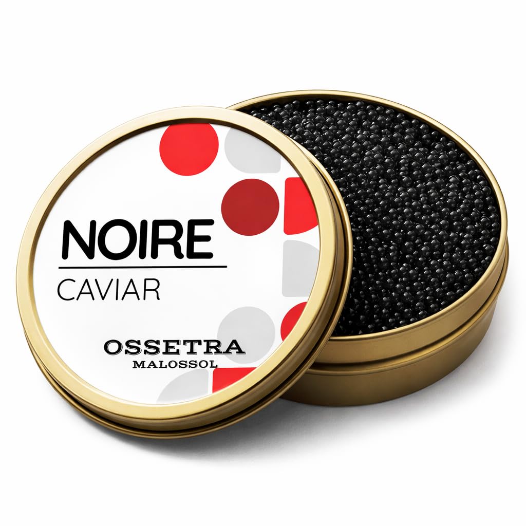 Noire Caviar Ossetra Malossol - Premium Sturgeon Roe Caviar, Sustainably Farmed, Gourment Black Caviar - 50G/1.8 OZ