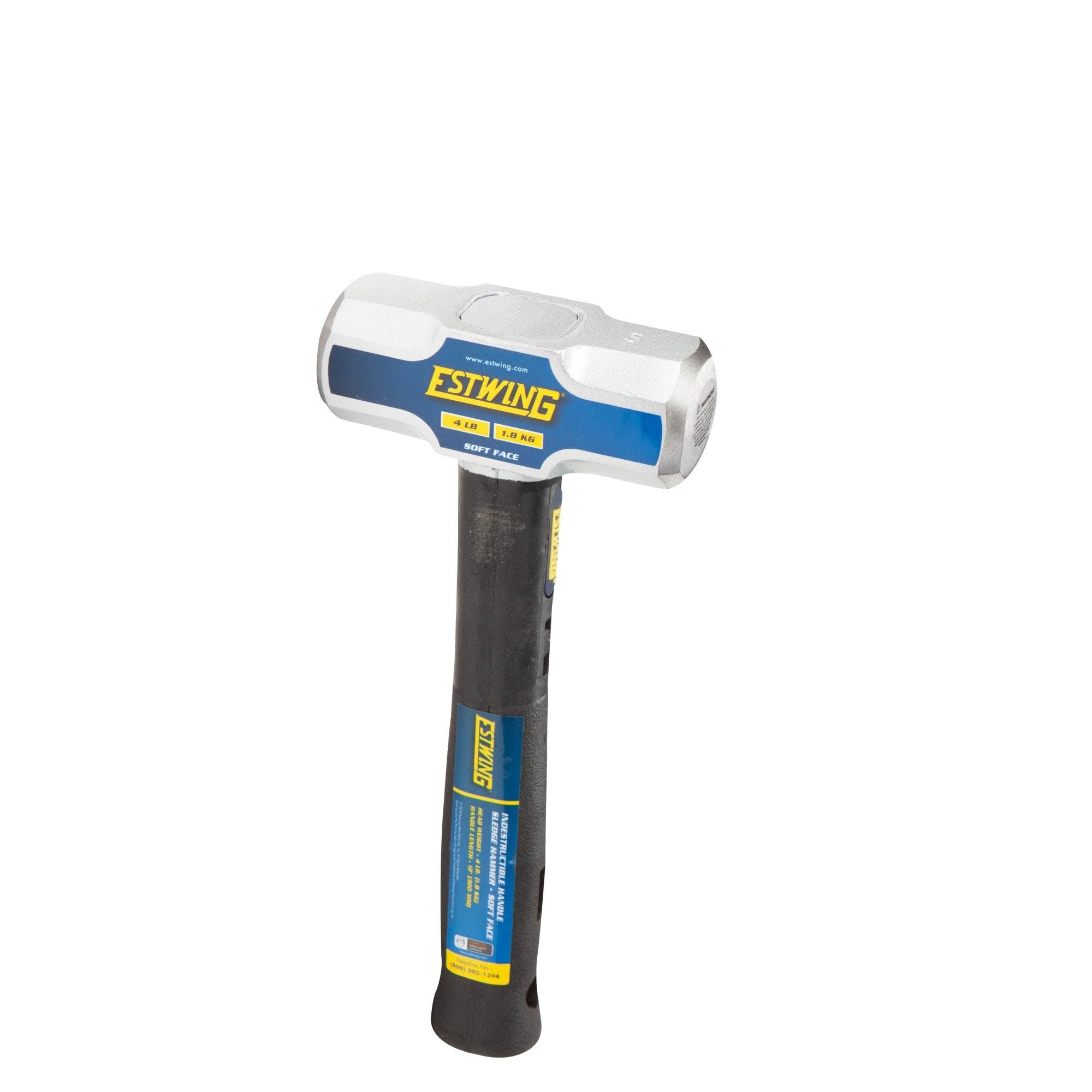 Estwing 4 lb Soft Face Sledge Hammer - 12" Indestructible Handle, Shock-Absorbing Grip, Overstrike Resistant