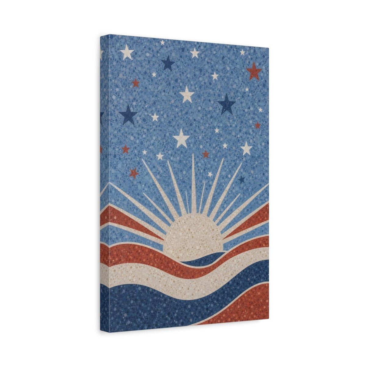 Toile abstraite soleil et étoiles rouge blanc 30x45 cm vertical pour console - 8