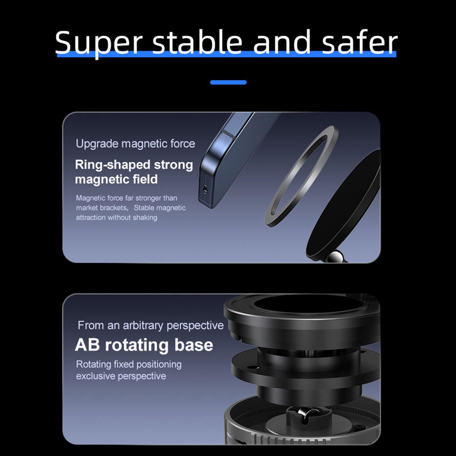 XAGMODSHN 360 Supporto per Telefono Magnetico Rotante con Tappuca Aspirazione 360 ​​Regolazione Cellulare Angoli Visualizzazione Ottime Telefono Magnetico Auto