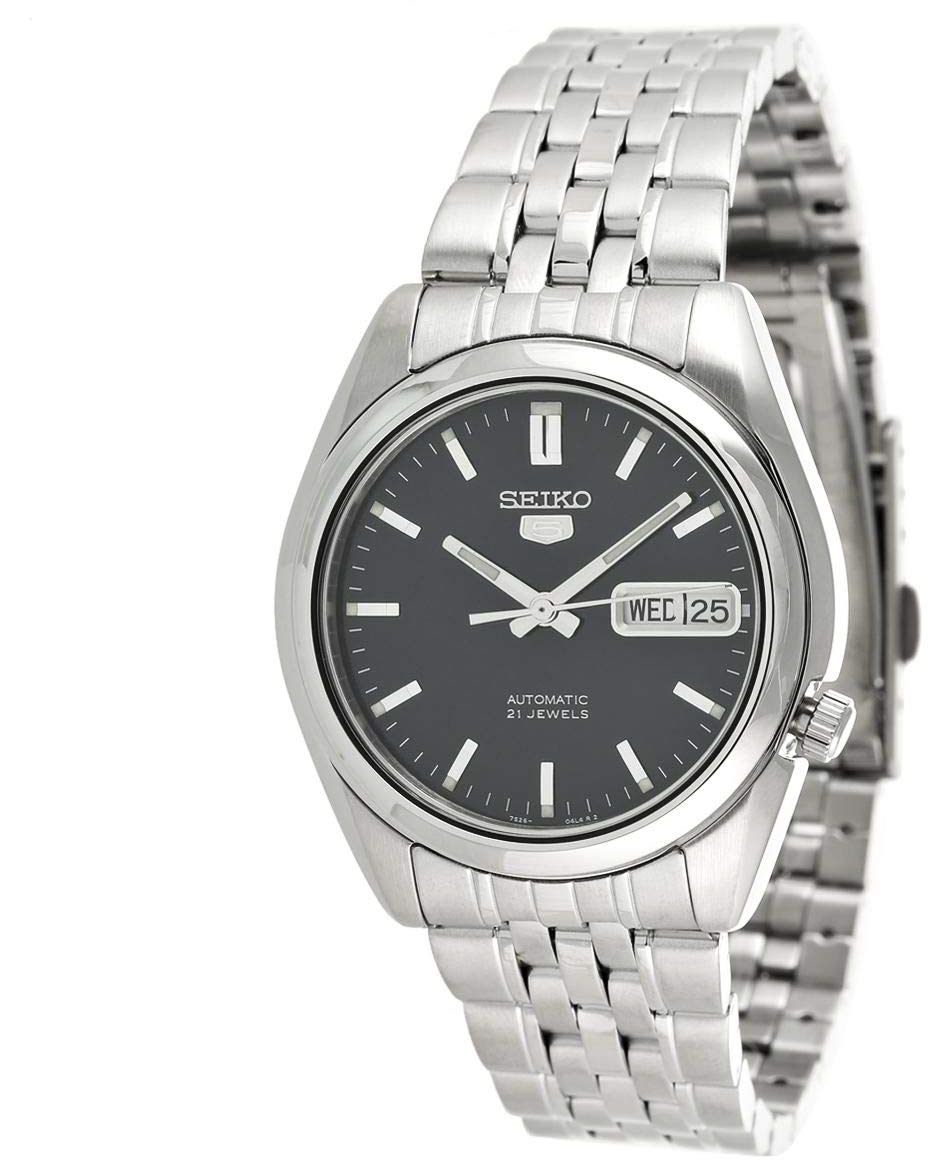 Seiko 5 Men's Black Dial Stainless Steel Band Automatic Watch - SNK357K1