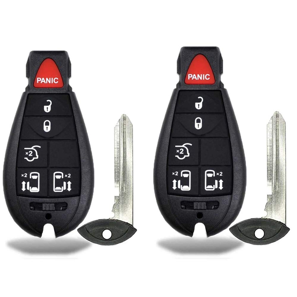 2 New Keyless Entry 6 Buttons Remote Start Car Key Fob Fobik M3N5WY783X, IYZ-C01C for Town Country Dodge Grand Caravan Volkswagen Routan