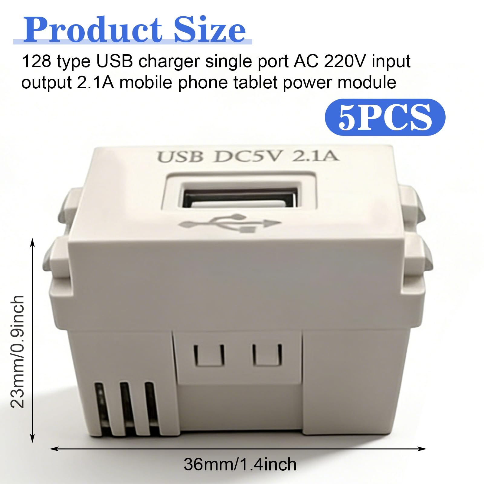 Lot de 5 Module Alimentation USB, Transformateur 220V vers 5V 2.1A, Modules d’Alimentation Encastrés USB pour Smartphones