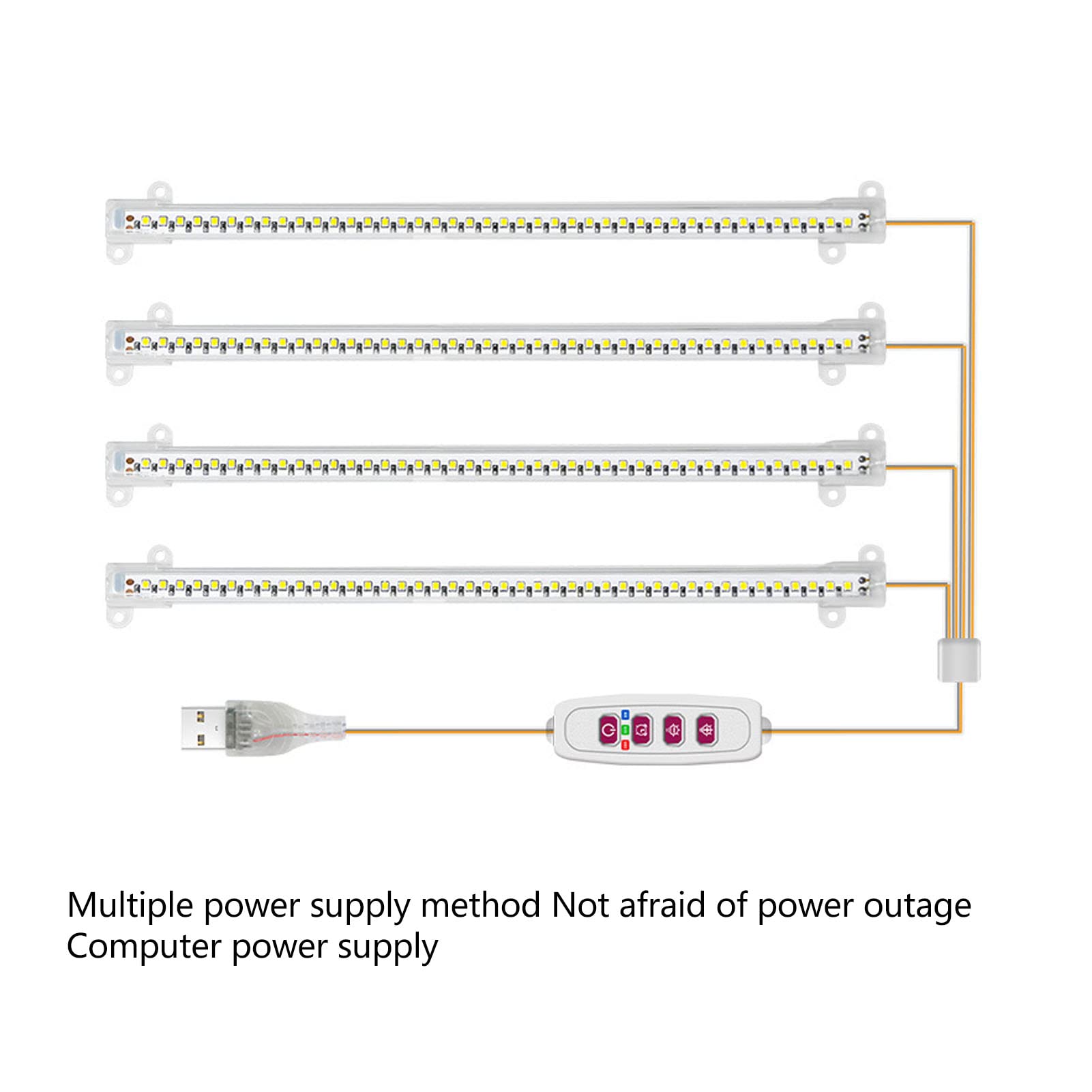 Tiras de Luz LED para Cultivo de Plantas, Espectro Completo, 4 Cabezales, Enchufe USB, Función de Temporizador Regulable, Luz LED para Cultivo de Interior, Hogar, Suculentas (4,3 W 84 LED rojos y 84