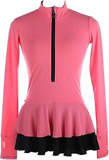 Vestido de patinaje artístico sobre hielo for niñas, Color sólido, mujer, cremallera frontal, ropa de competición, traje de práctica de baile
