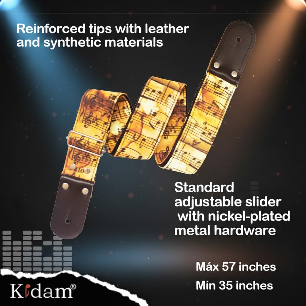 Kidam guitar strap, adjustable strap for acoustic guitars, basses and electric guitars.