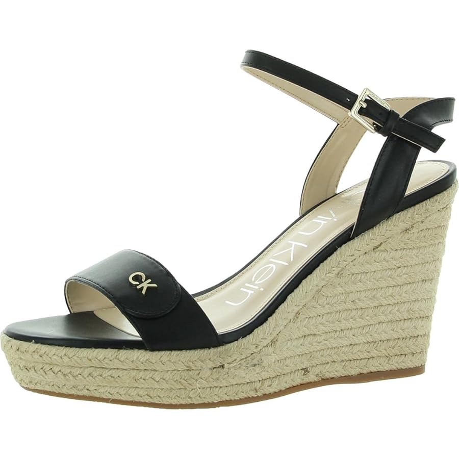 Amazon.com | Calvin Klein Women's Hamal Wedged Sandal, Black, 8.5 |  Platforms \u0026 Wedges