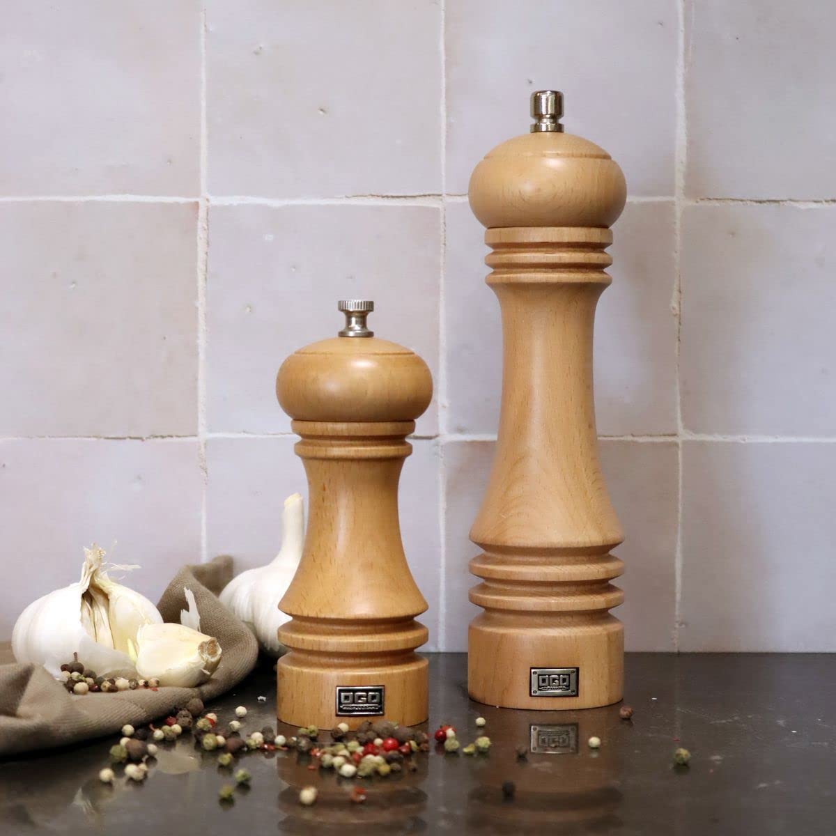 OGO PRO Macinapepe Professionale In Legno – 23 Cm – Macinino In Acciaio Al Carbonio