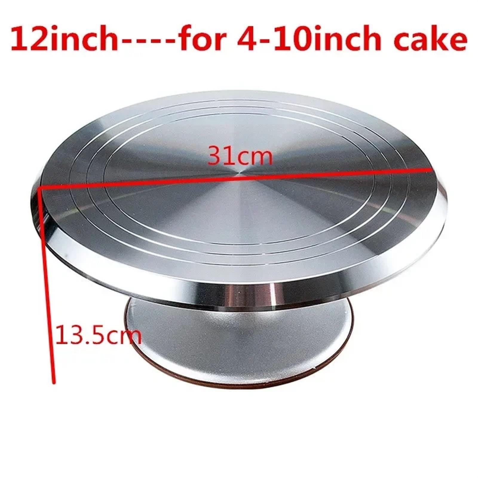 Piatto girevole per torte in acciaio inox, 30,5 cm, supporto rotante per decorazione fai da te, strumento per pasticceria, stampo rotondo per decorazione torte e prodotti da forno