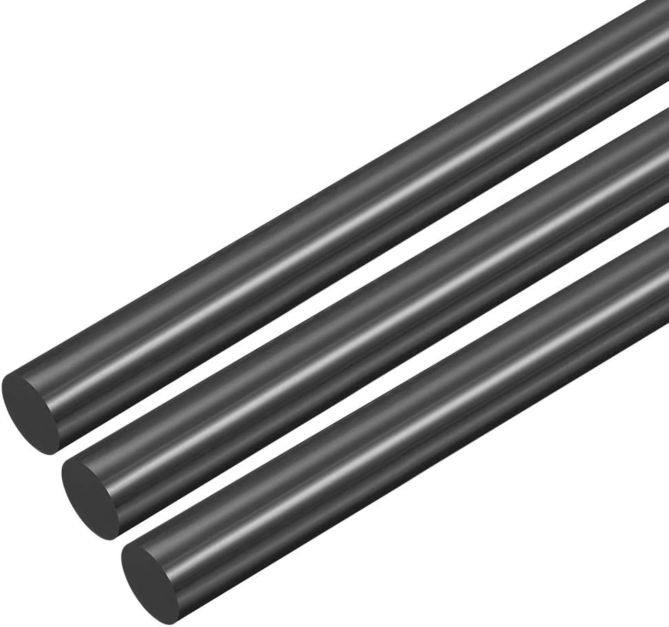 uxcell 3pcs Plastic Round Rod 5/16 inch Dia 20 inch Length Black (POM) Polyoxymethylene Rods Engineering Plastic Round Bars(8mm)