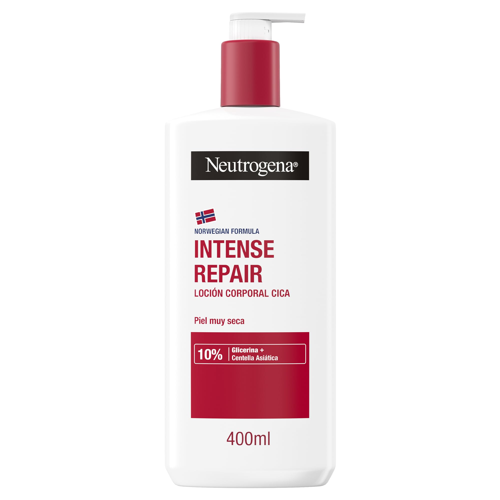 Neutrogena Fórmula Noruega Loción Corporal CICA Reparación intensa para piel seca (400 ml), crema hidratante corporal reparadora con centella asiática
