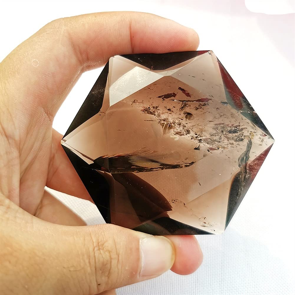 for große natürliche Rauchquarz-Hexagramm-Kristalle, Satelliten-Trommelsteine, Pendel, Kristallstein, Heimdekoration, Raumdekoration Voller Textur