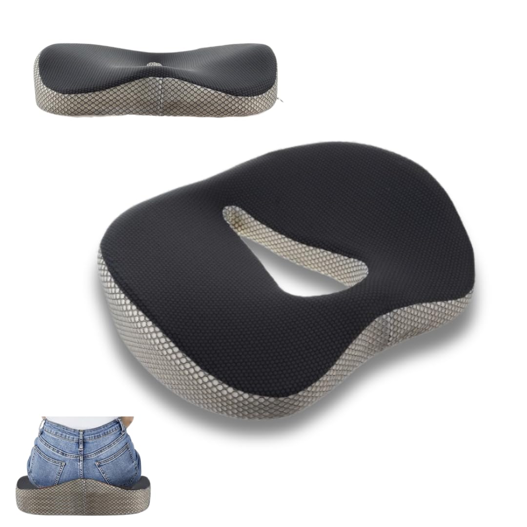 Cojín Ortopédico Viscoelástico Alivio para Hemorroides, Ciática y Dolor de Coxis – Alta Densidad, Diseño Ergonómico, Funda Lavable, Ideal para Oficina, Hogar y Viajes