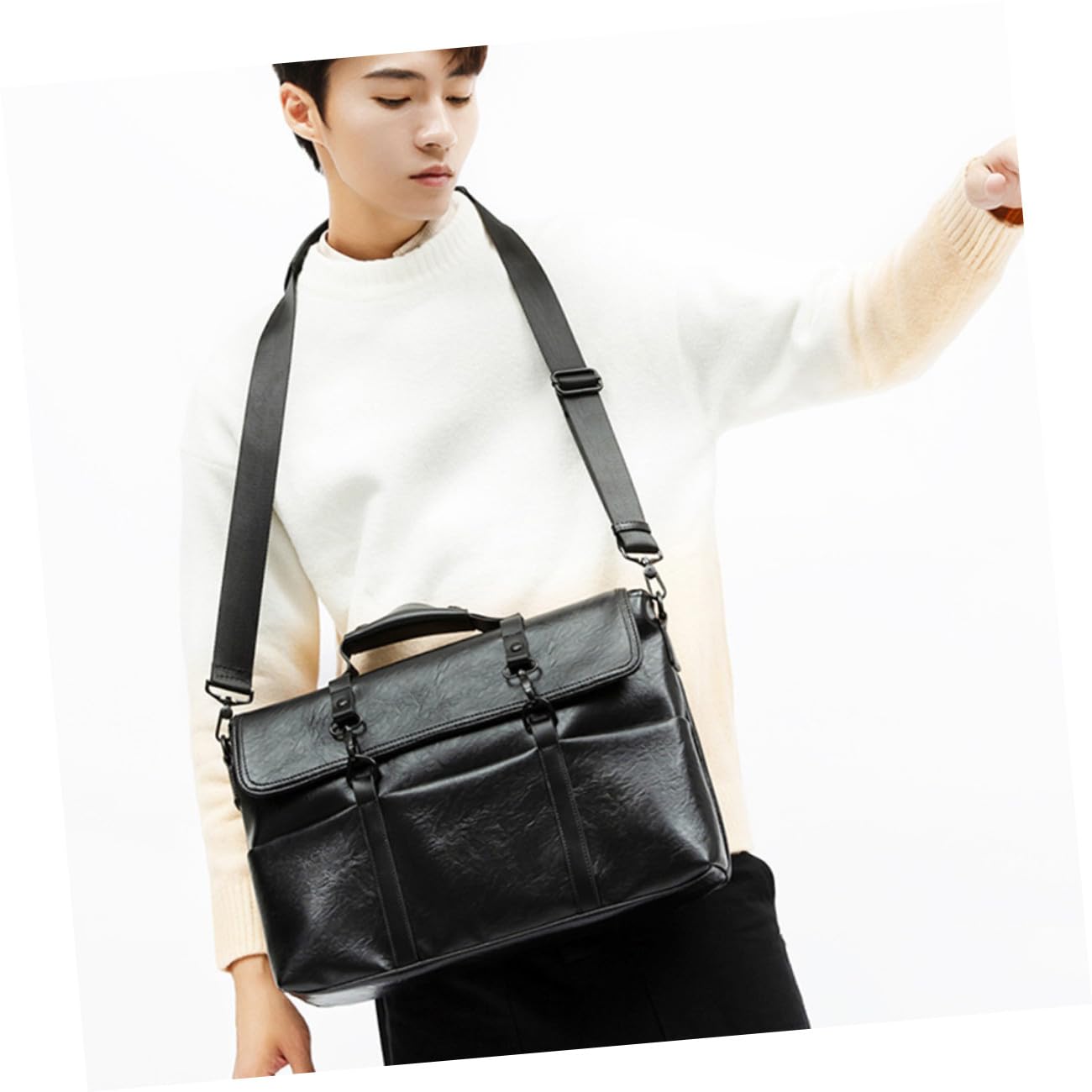 Borsa da Uomo Business in Pu 14 Pollici Borsello Tracolla Portadocumenti Leggero e Resistente