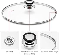 Vista 3 de Tapa de vidrio templado con asa resistente al calor, 8"/20cm, transparente