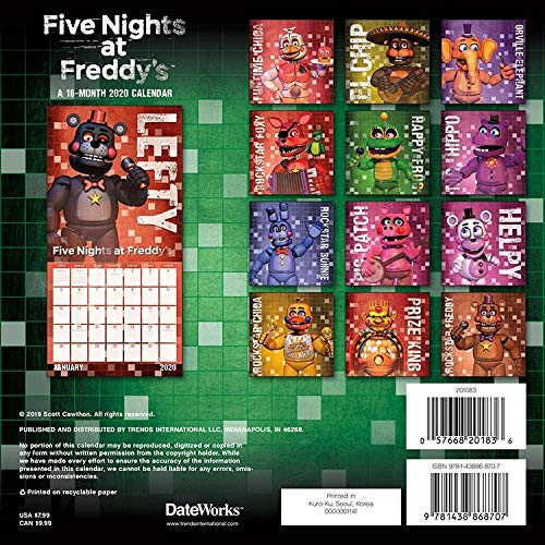 Five Nights at Freddy's Calendar 2020 Set - Deluxe 2020 Five Nights at  Freddy's Mini Calendar with Over 100 Calendar Stickers (Five Nights at  Freddy's Gifts, Office Supplies): Buy Online at Best