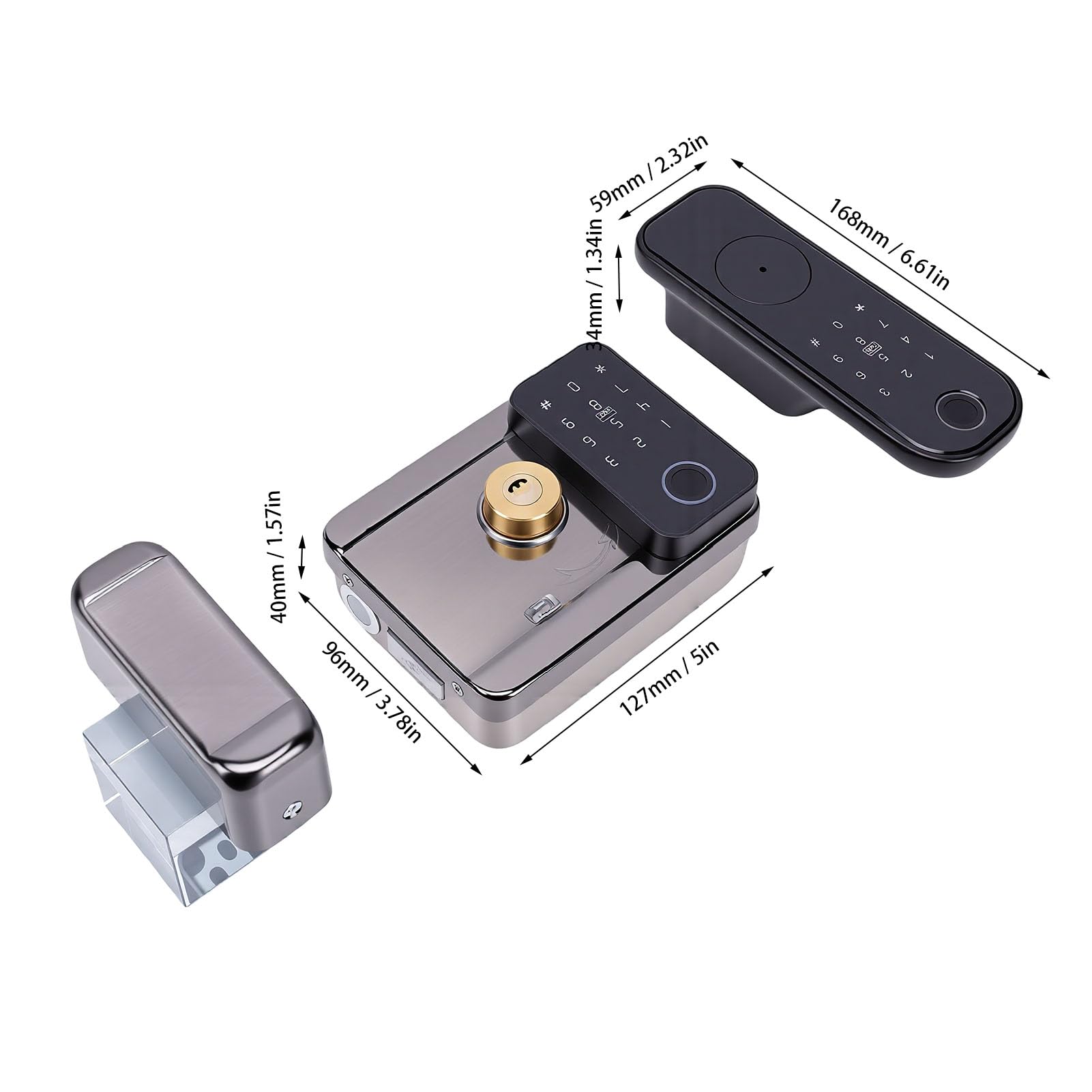 AMONIDA Cerradura de Teclado de Doble Cara 5 en 1 con Llave con Código de | Cerradura de Puerta sin Llave para Exteriores, Cerrojo WiFi Inteligente para Puerta de Entrada, Puerta de Jardín, 100