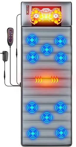 Alfombrilla de masaje de cuerpo completo con calor y almohada masajeadora de espalda Shiatsu movible, almohadilla de colchón de masaje mejorada con
