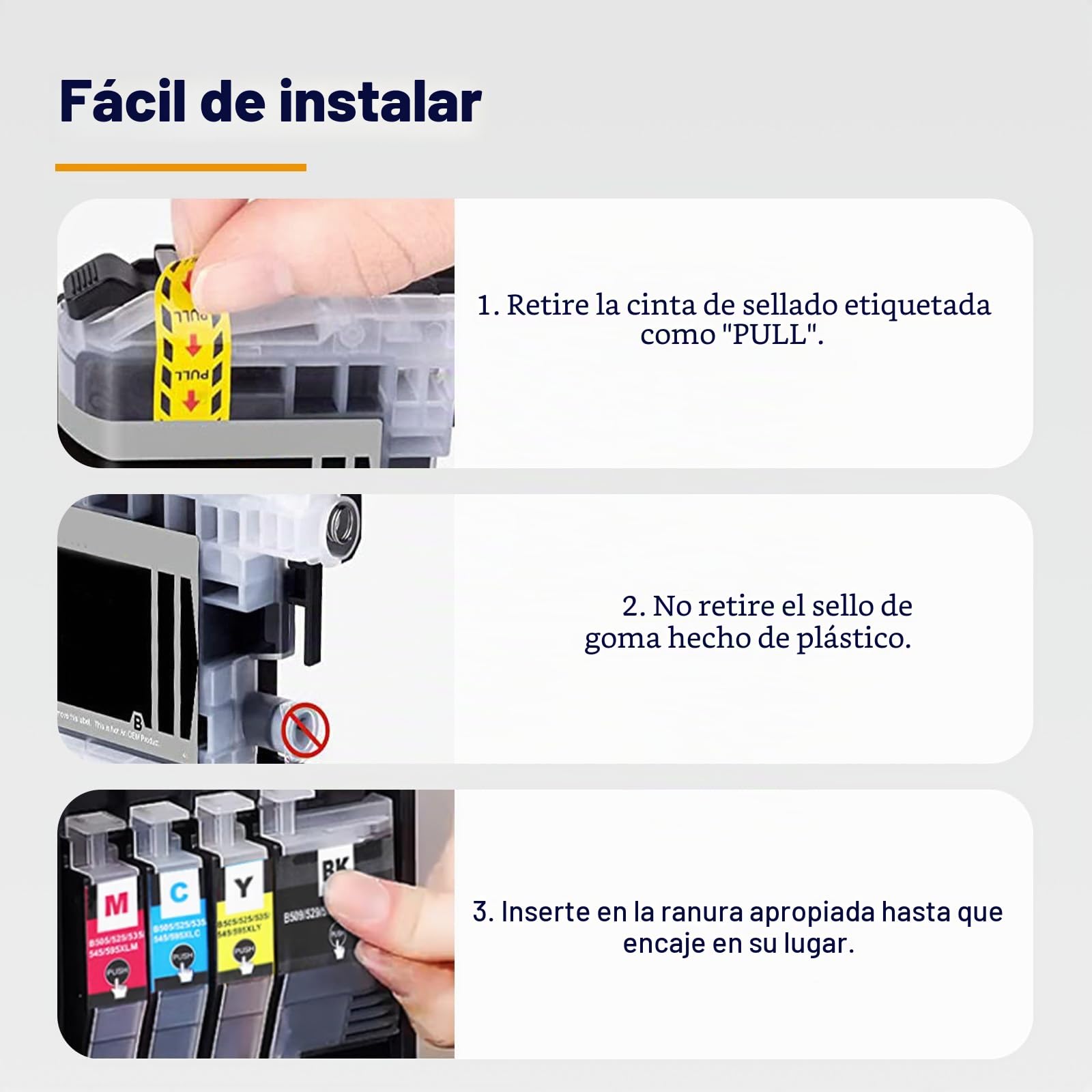 LC521 LC521VAL Cartucho de Tinta Compatible para Brother DCPJ1260W DCPJ1310DW DCPJ1313DW DCPJ1360DW DCPJ1460DW Impresora LC521BK LC521C LC-521M LC-521Y (4-Pack)