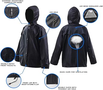 RainRider Rain Jacket Pants Suits for Men Women Waterproof Lightweight Rain Gear Workwear