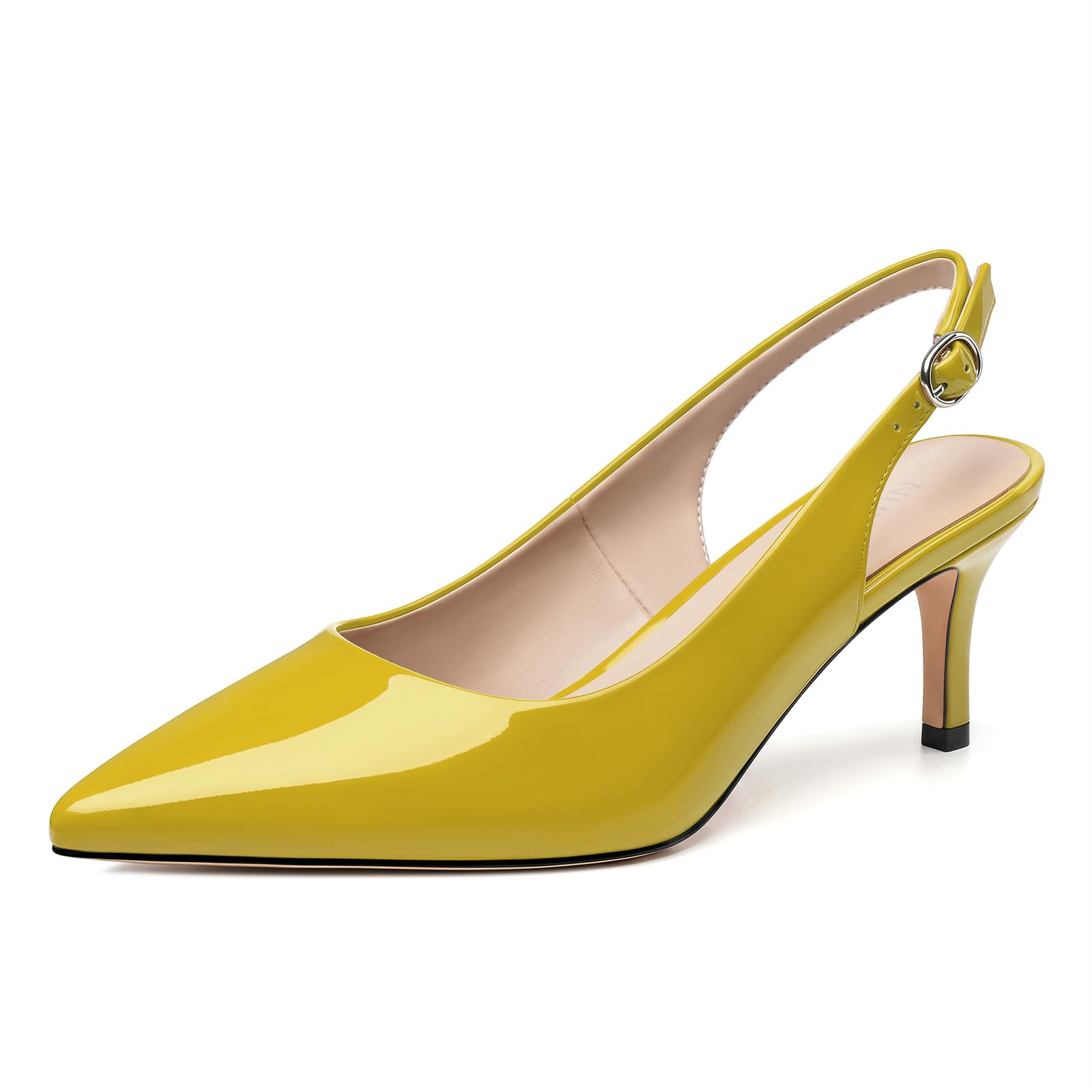 NUMALEO Kitten Heels for Women Pointed Toe Slingback Pumps | 2.5 Inch Close Toe Comfortable Pumps Wedding Party Casual Work Dress Shoes