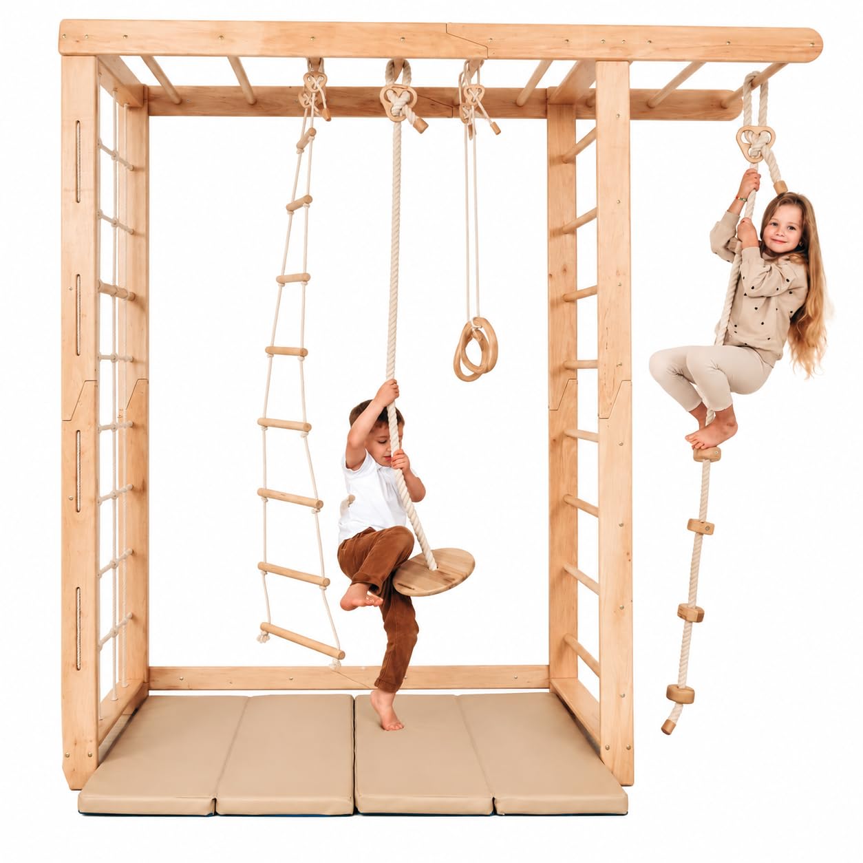Woodandhearts 6-in-1 Indoor Schwedische Sprossenwand Big Bridge für Kinder