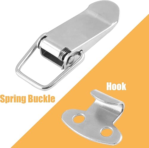 Miniatura 5 de Waziaqoc Paquete de 4 pestillos de palanca de acero inoxidable con resorte, clip de abrazadera con tornillos para cajas de pecho, caja de