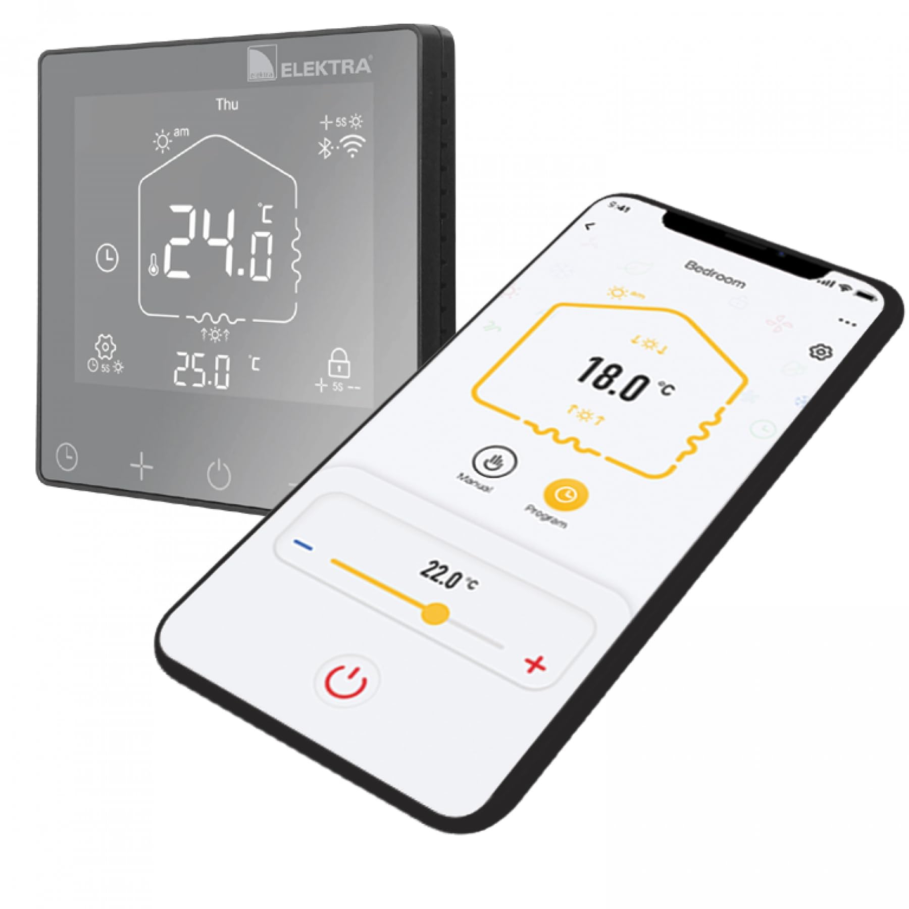 Elektra Black Elr30 Wifi Programmable Smart Thermostat - Underfloor Heating Thermostat - Lcd Display With Wifi And Bluetooth Remotely Controlled -Compatible With Smart Life/Tuya App, Alexa, And Google Home.