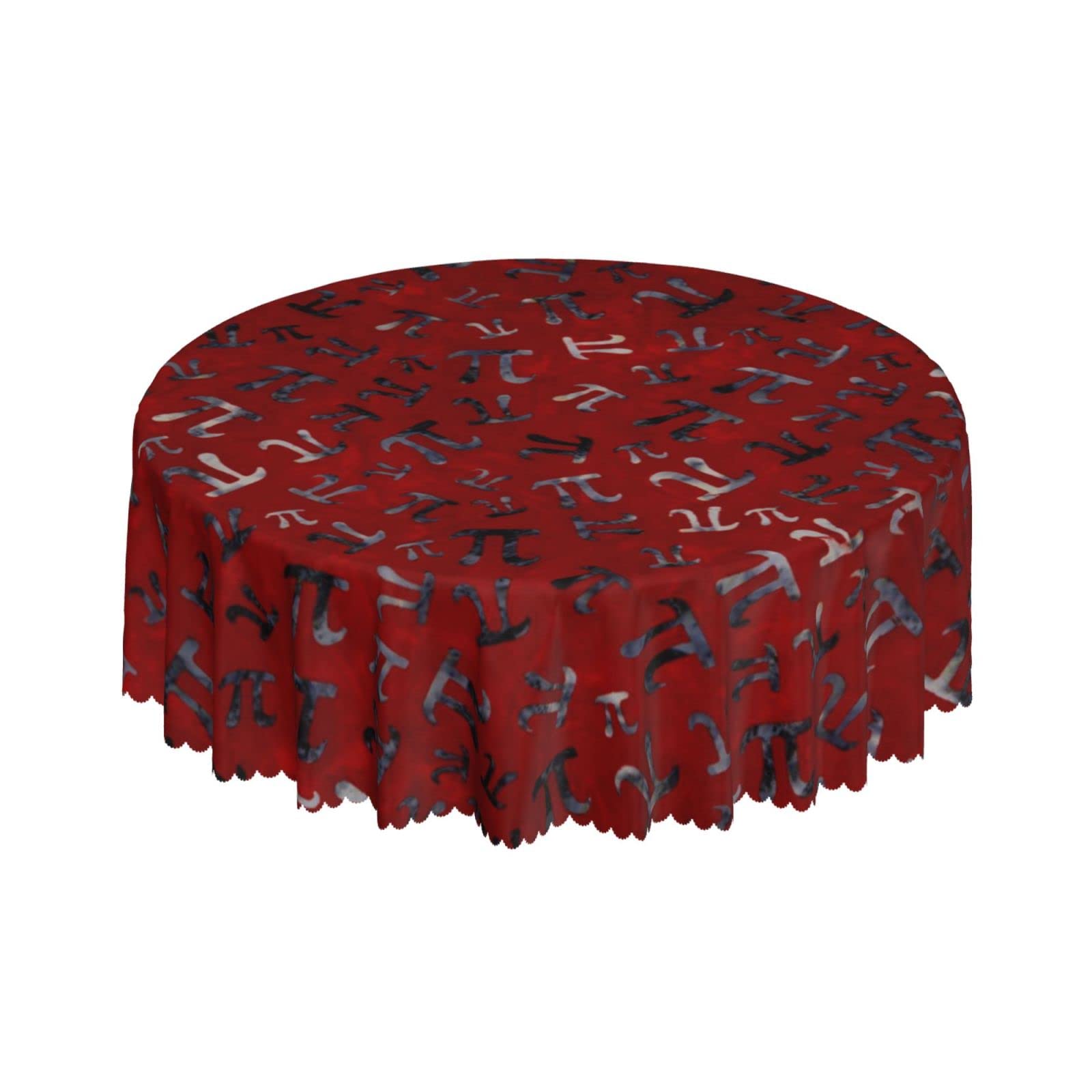 Lsjuee Pi Red Math Round Tablecloth 60 Inch Printed Washable Tablecloth for Dining Party Holiday Fall Home Decorative