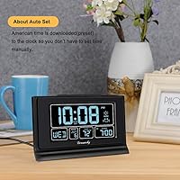 Vista 3 de DreamSky Despertadores para dormitorios con batería de respaldo, reloj digital de ajuste automático con fecha y día de la semana, temperatura