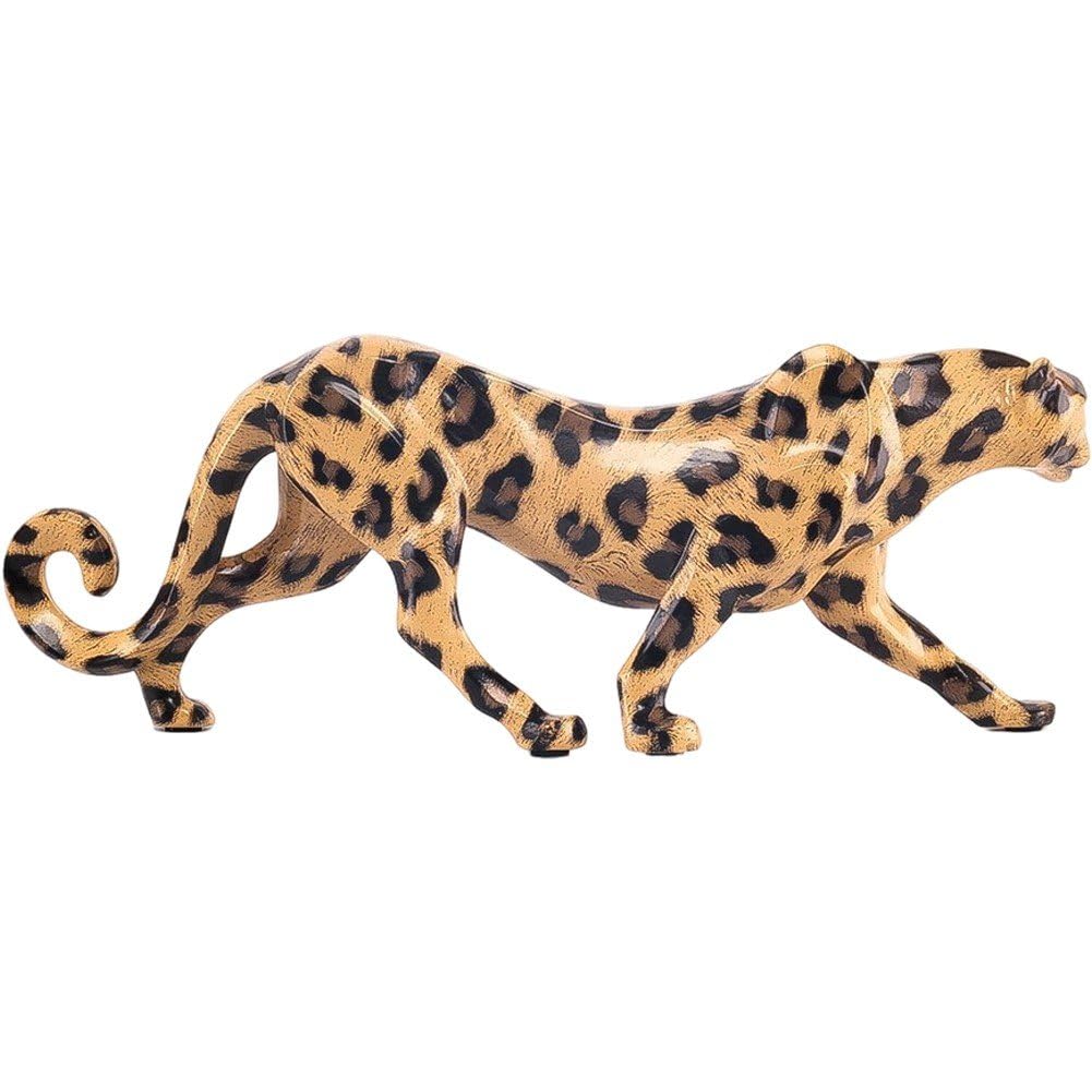 Fituenly Leopard Figurine Resin Sculpture, Statue Home Decor, Desktop Shelf Ornament for Living Room and Bedroom Decoration