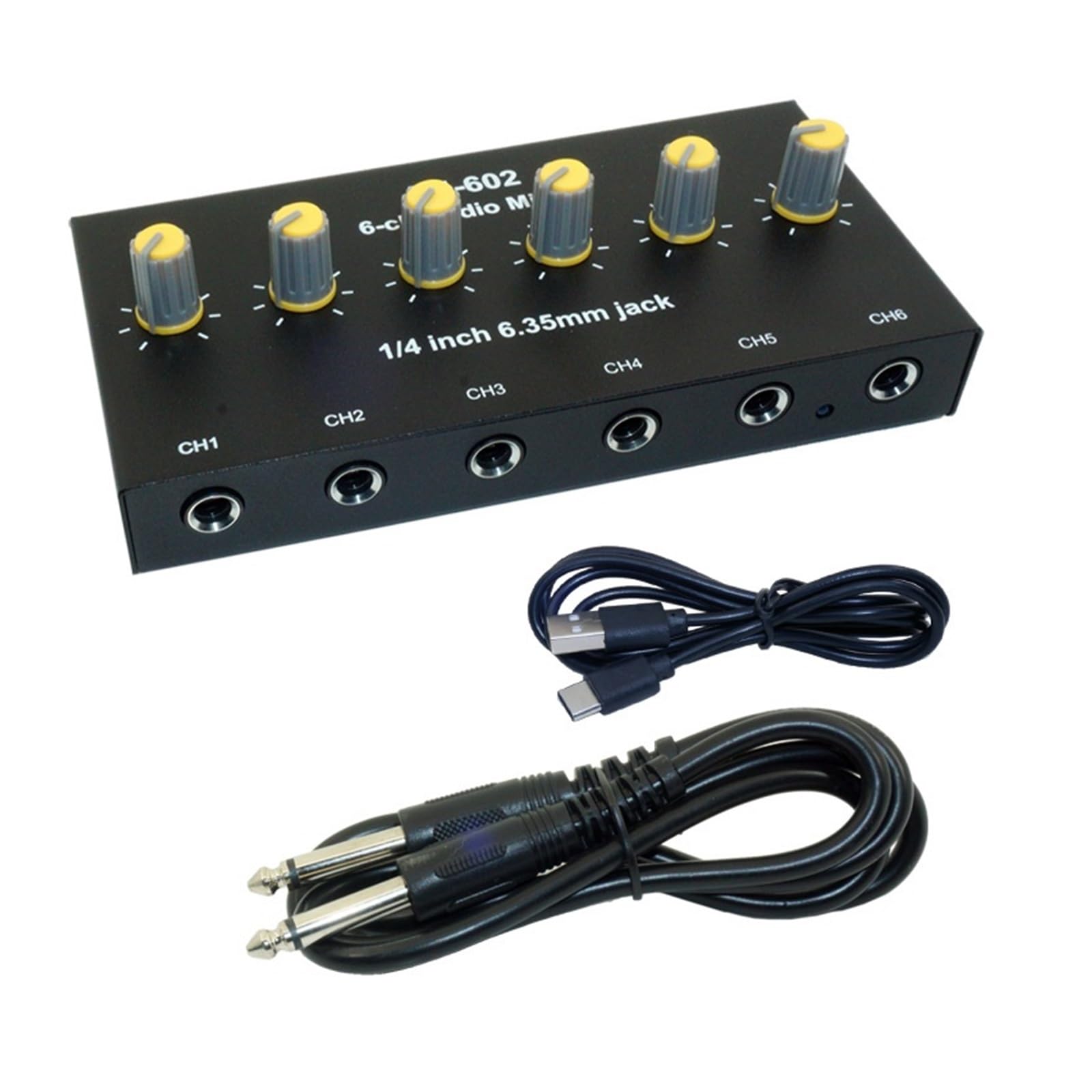 6 Channels Metal Stereo Amplifier Mini Earphone Splitter with Power Adapter for Sound Mixer