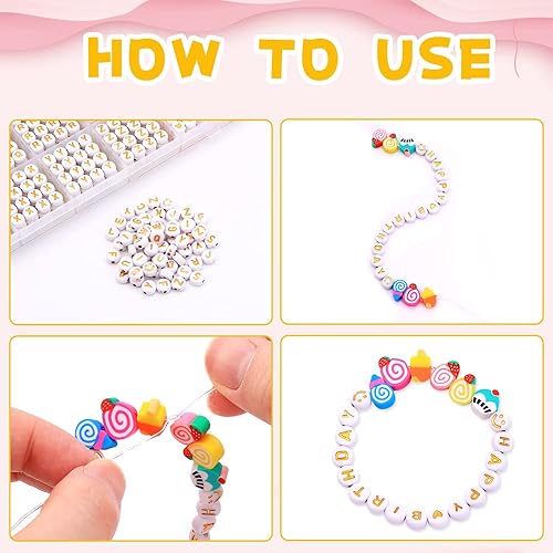 Miniatura 3 de XIMISHOP 1400 cuentas redondas de letras para la fabricación de joyas, 28 estilos dorados del alfabeto A-Z, cuentas acrílicas para hacer pulseras